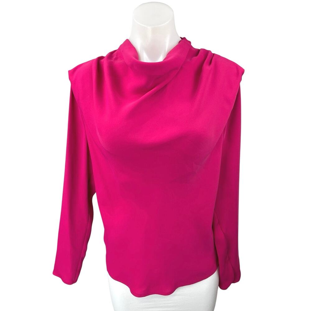 Aritzia Babaton Women's Hot Pink Long Sleeve Cowl Neck Shirt Blouse Top Size S